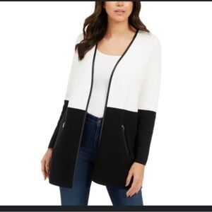 Charter Club Black and White Open Cardigan